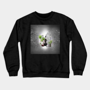 Music, black violin and palm trees Crewneck Sweatshirt